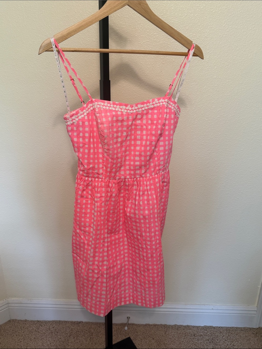 Lilly Pulitzer ❤️' Pink Gingham Sundress with Lace Trim